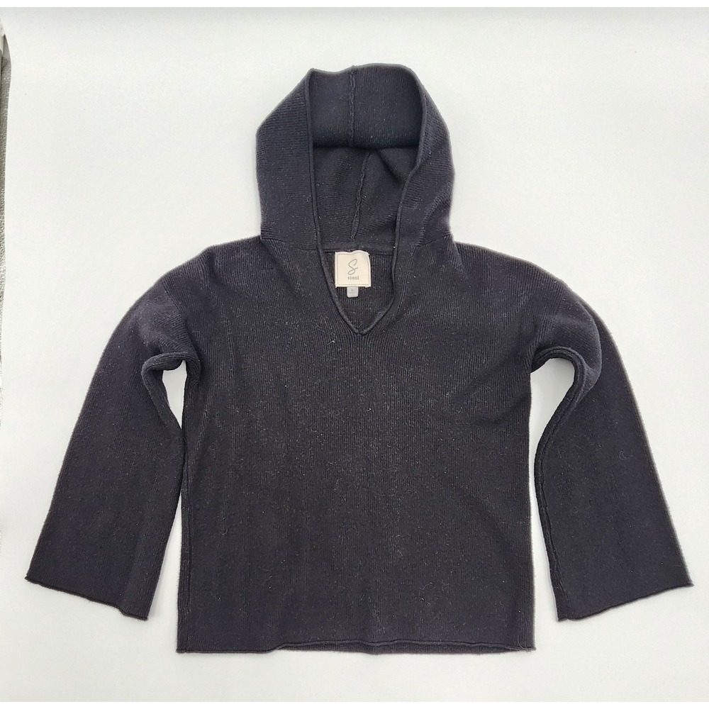 SIONI WOMENS BLACK SWEATER CROPPED HOODED‎ SOFT SMALL